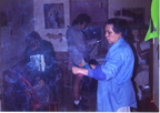 We can barely see the answers through the clouds of smoke.  Dale and Mom check out resources while Laurie packs it in.