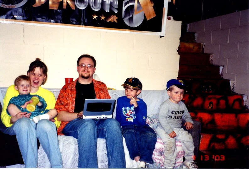 Shanah and Lonnie, Andy, Donovan and Harry (in Chick Magnet shirt).