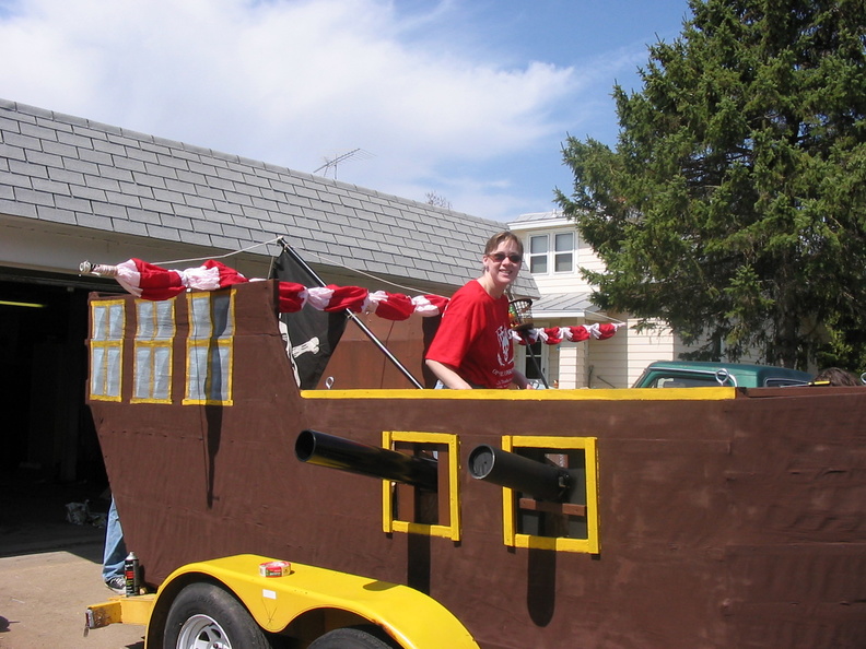 Shanah swabbing the deck and the walls. The artillery is in place!