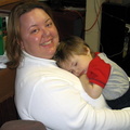 JoAnn holding a sleeping Aylin