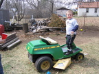 Harry conquering the lawnmower.