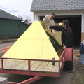 Mark and Brad applying mylar to the pyramid