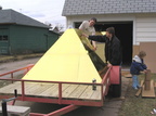 Mark and Brad applying mylar to the pyramid