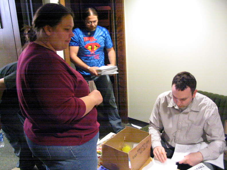 Steve signing us up for the contest and parade while Joyce looks on