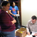 Steve signing us up for the contest and parade while Joyce looks on