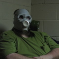 Rob in the gas mask.