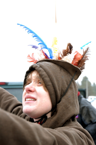 Shanah's headdress is looking a little bedraggled in the sleet