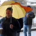 JoAnn showing off her très chic ducky umbrella