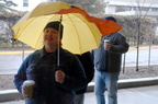 JoAnn showing off her très chic ducky umbrella