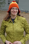 Dawn in her Jayne hat and strangely crinkly shirt